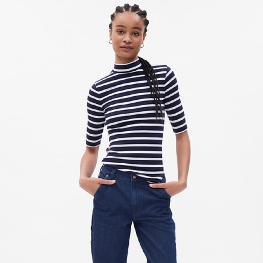 GAP Striped Mini Rib Mock Tee